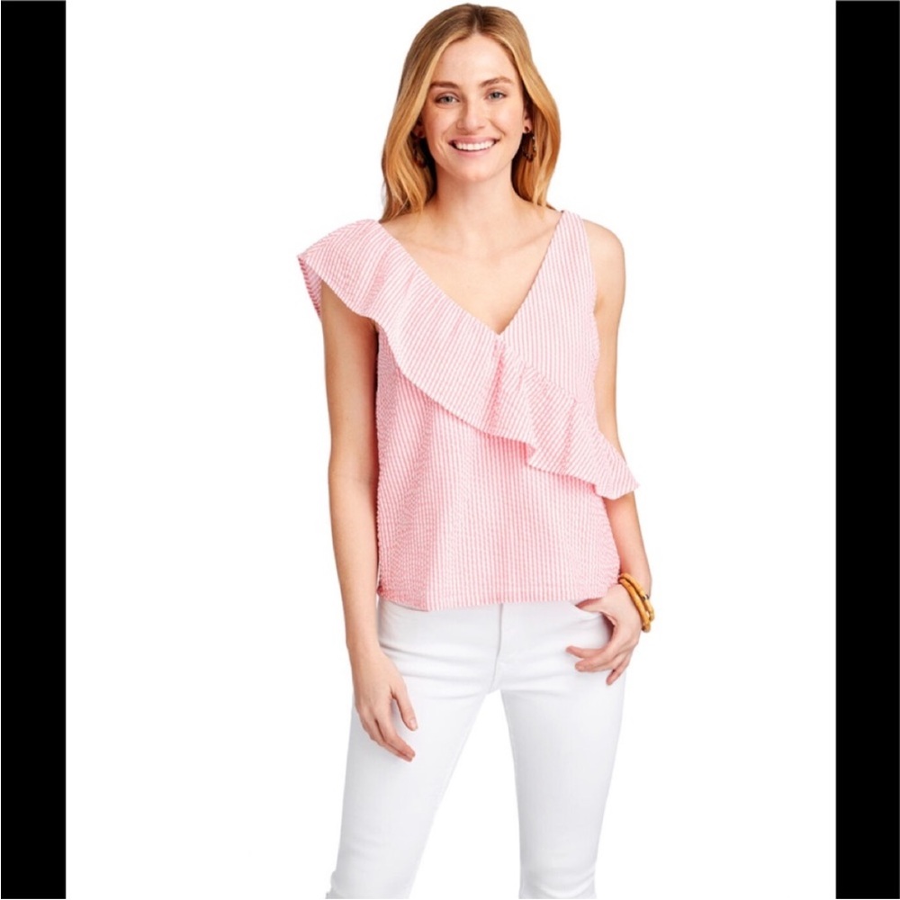 Vineyard Vines Seersucker Ruffle Top